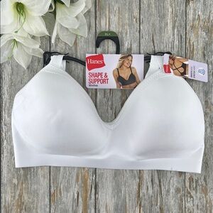 Hanes Wireless Bra Smooth Comfort Full Coverage White Size XL +